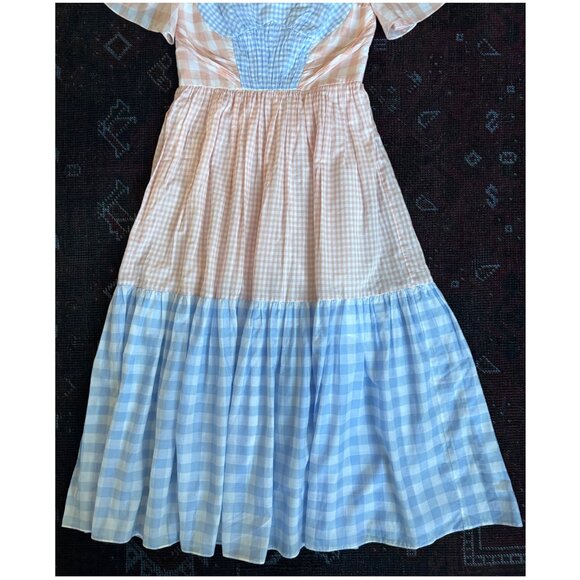NWOT Prabal Gurung Sweetheart Neckline Midi Dress | Pink Blue Gingham Plaid sz 4 - Picture 6 of 11